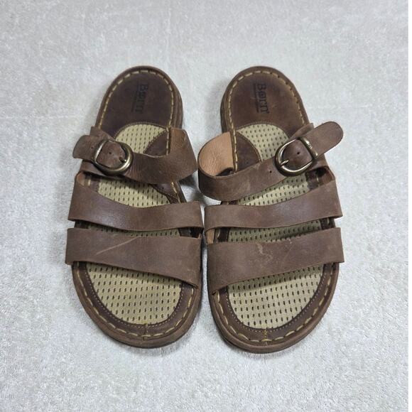 Born Unisex Brown Leather Strappy Sandals Size M 9 W 10.5 main image 4